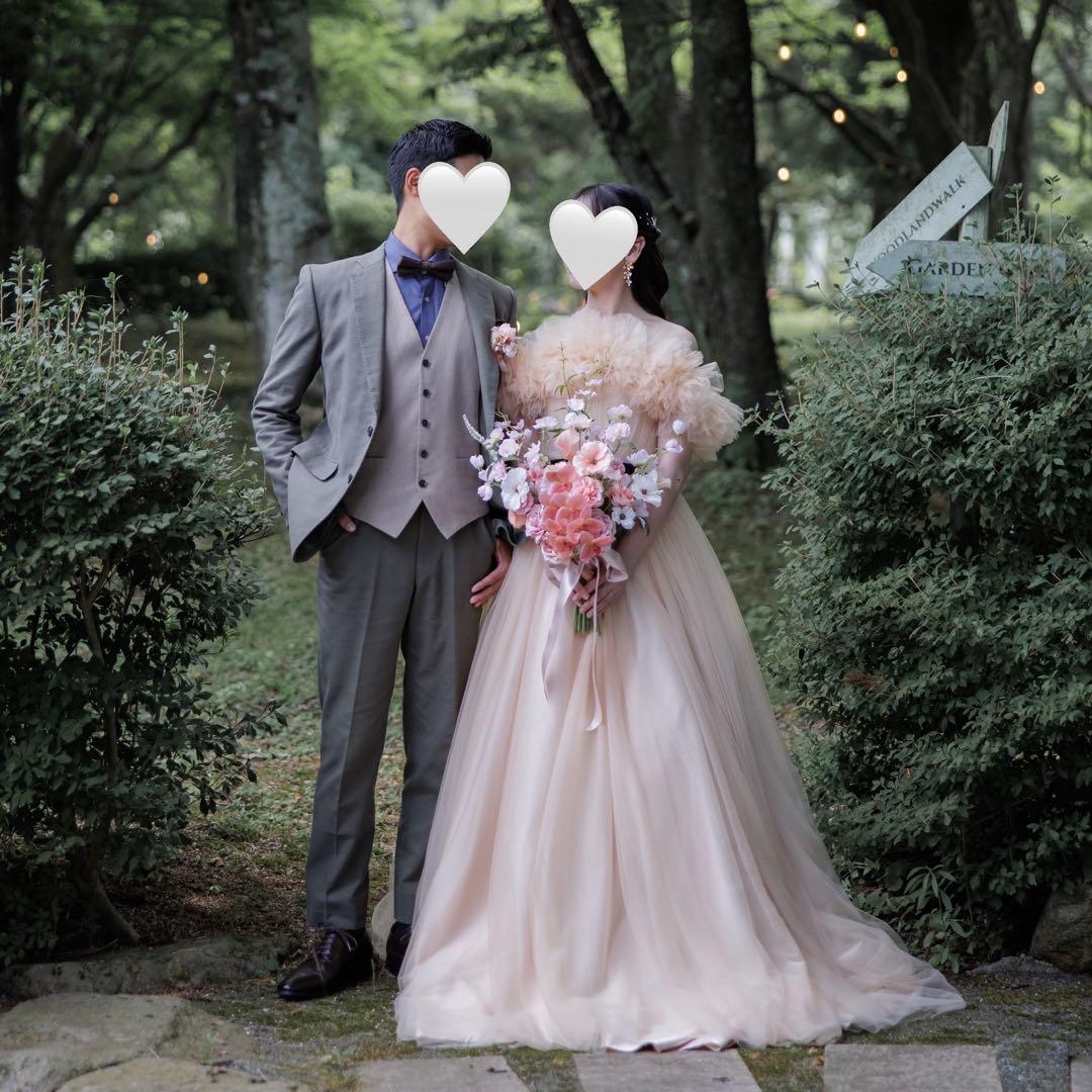 ハツコエンドウ ジル風 カラードレス ベージュ パニエ付き