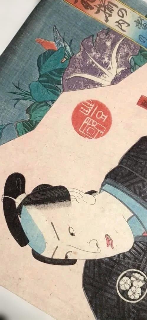 浮世絵版画、花揃の内（當時の花)二枚綴り、三代歌川豊国、安政2年7月