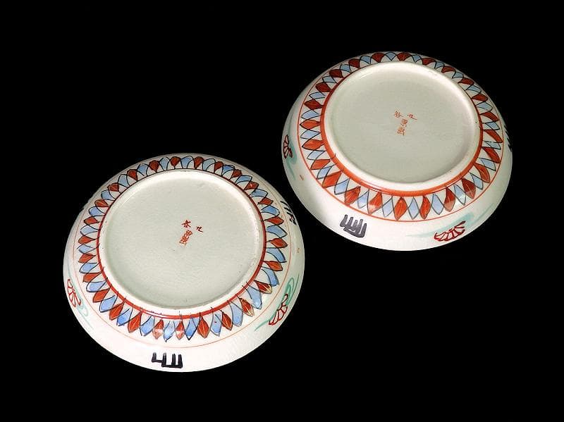 九谷焼　恵比寿大黒の図　橋田画　豆皿　手塩皿　２枚 　C502AS-fbra