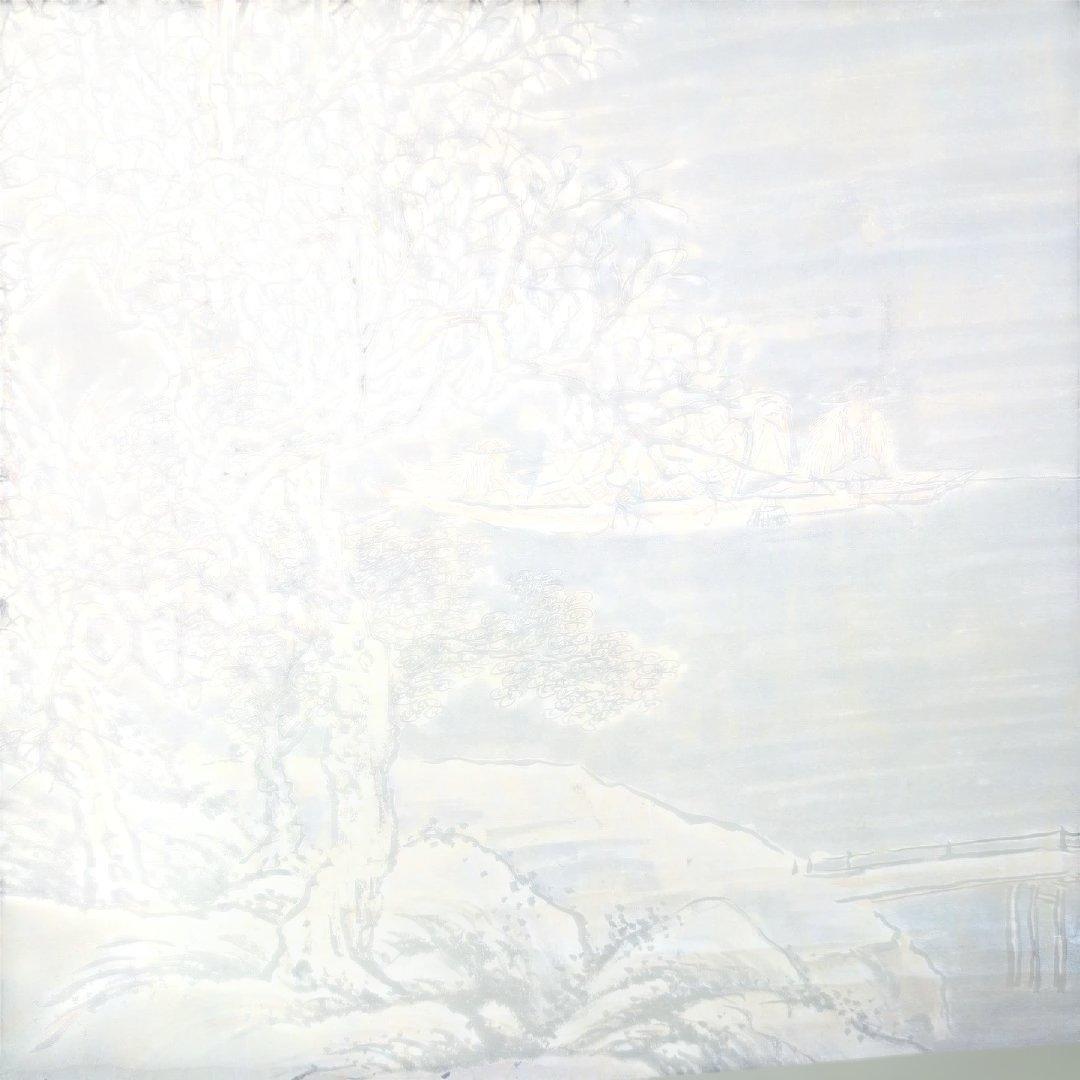 平井顕斎 書画 掛軸 『寒江釣雪』 一幅 木箱入り 骨董品