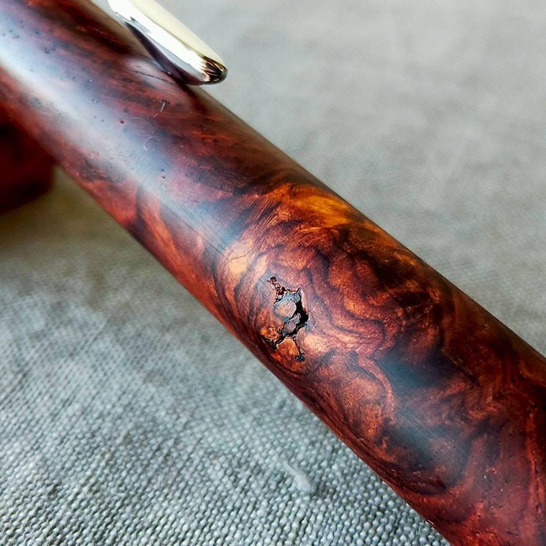 ローズウッド瘤　ハンドメイド　木軸シャープペン　0.5mm　天然木　シルバー