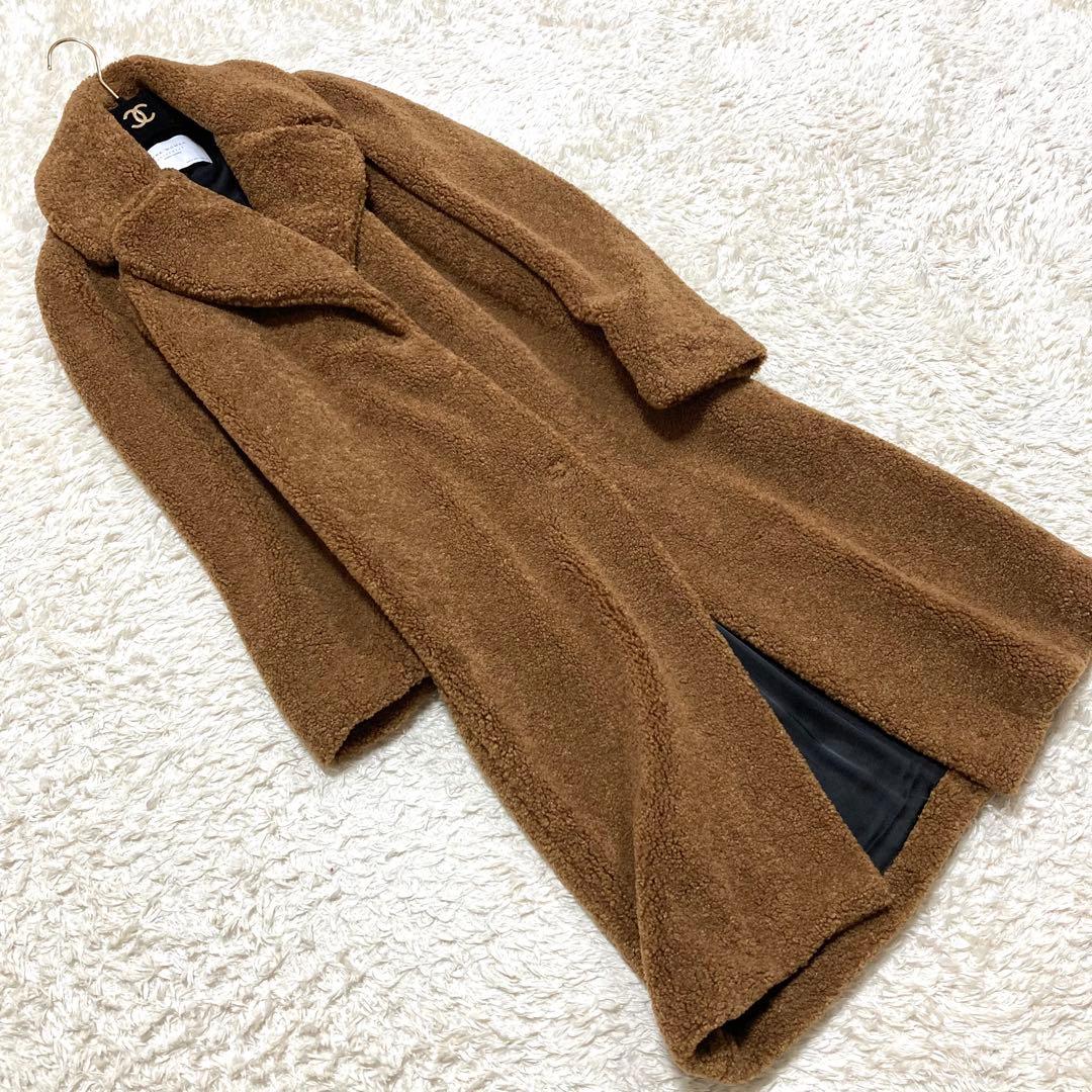 ZARA テディベアコート ボアコート ロング丈 女優襟 キャメル ブラウン