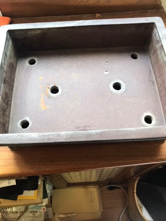 盆栽鉢 時代盆栽鉢水庄園緑泥雲足隅入長方鉢 盆栽