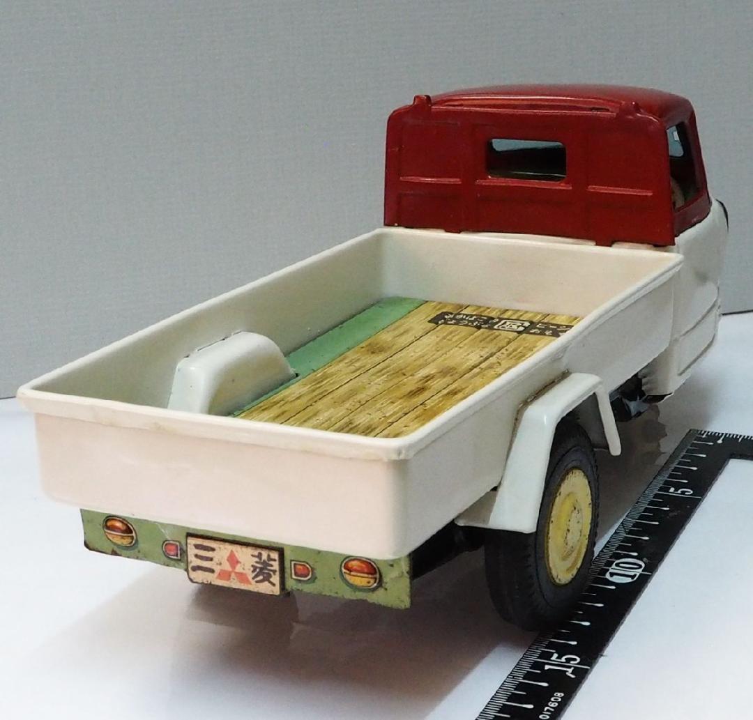 萬代屋【三菱 オート三輪トラック 赤/白 動作確認済】ブリキ自動車TIN【箱無】
