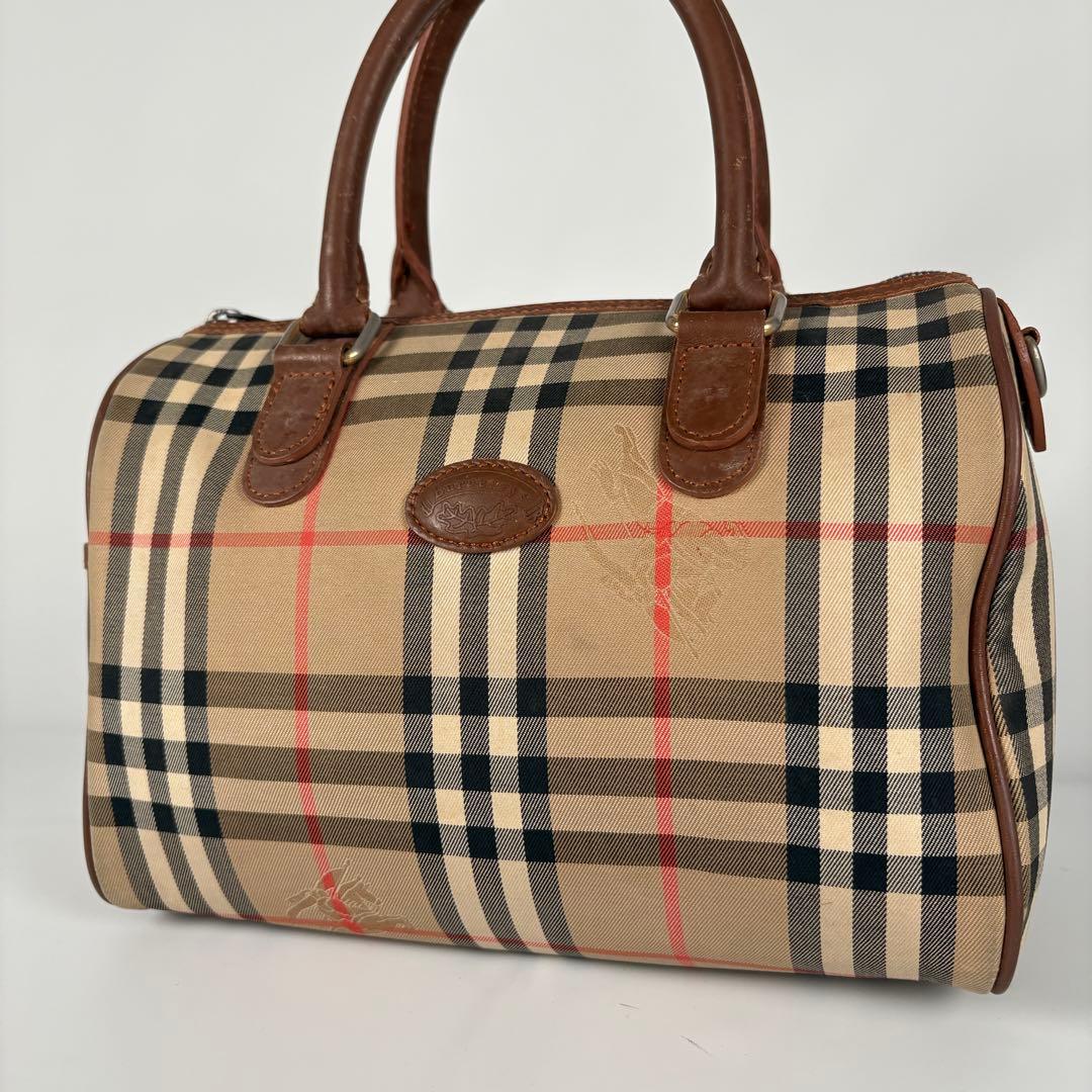 希少　月桂樹　バーバリーズ ハンドバッグ ミニボストン ノバチェック キャンバス