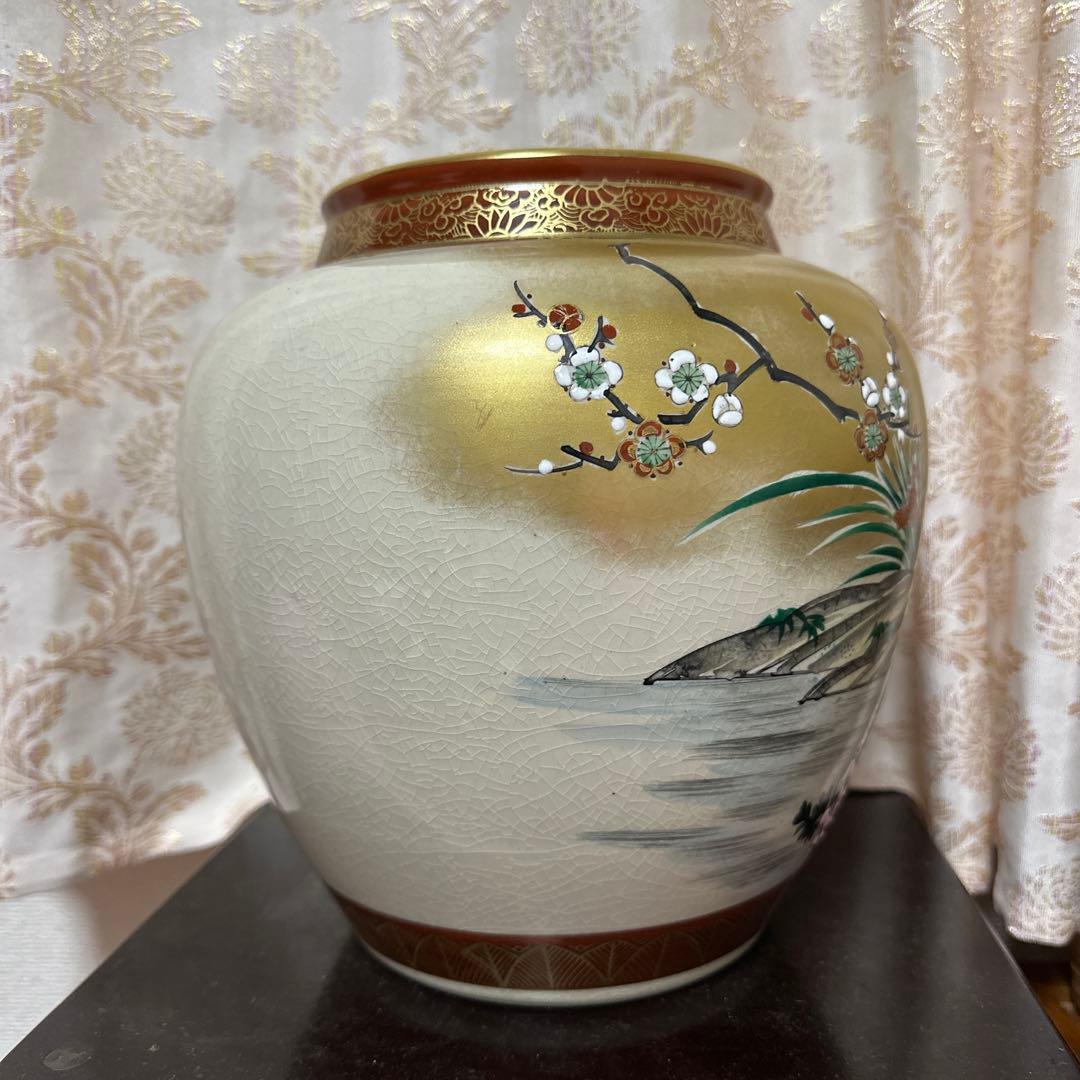九谷焼 花瓶 壺 金彩 花鳥図 九谷洋山 年代品 - メルカリ