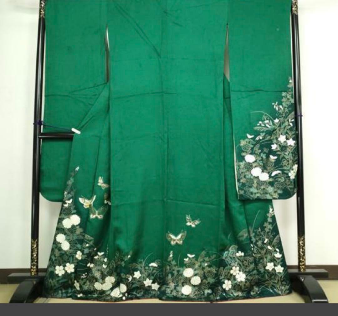 振袖 フルセット6点サイズM〜L花蝶文 金銀彩 正絹