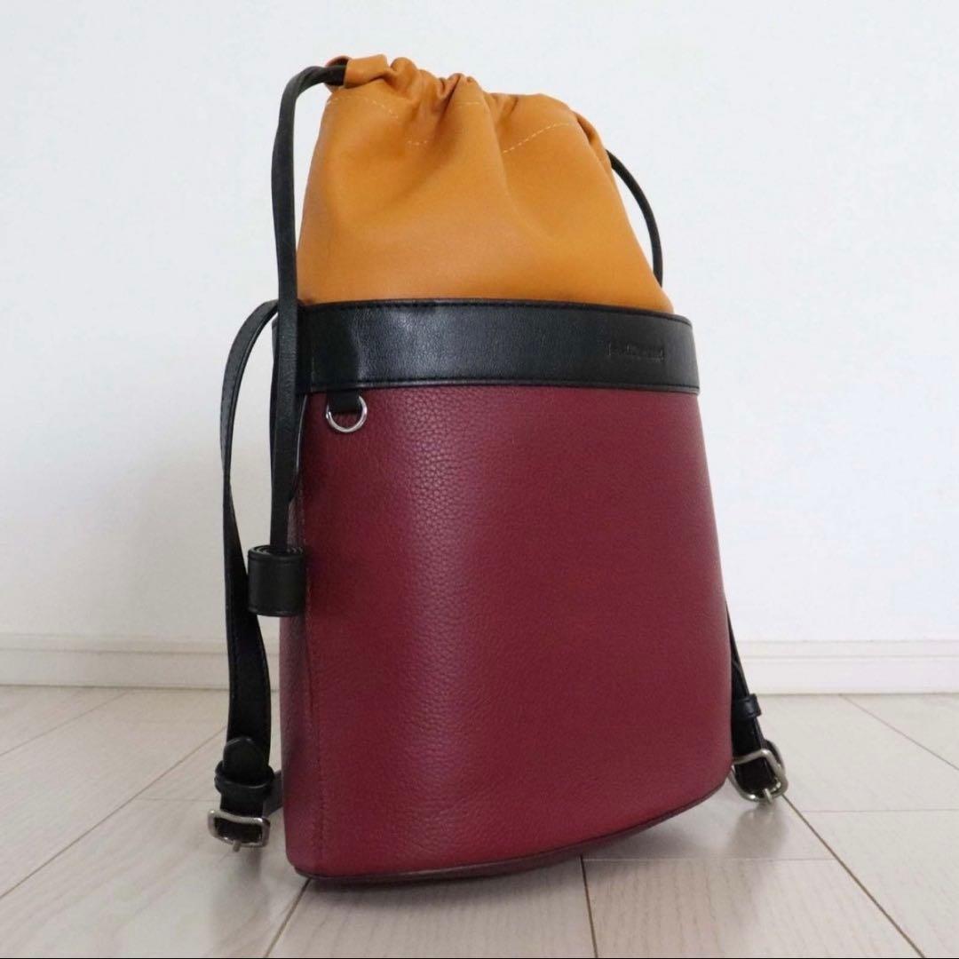 美品 J&M DAVIDSON カーニバル 巾着 レザー ショルダー バッグ