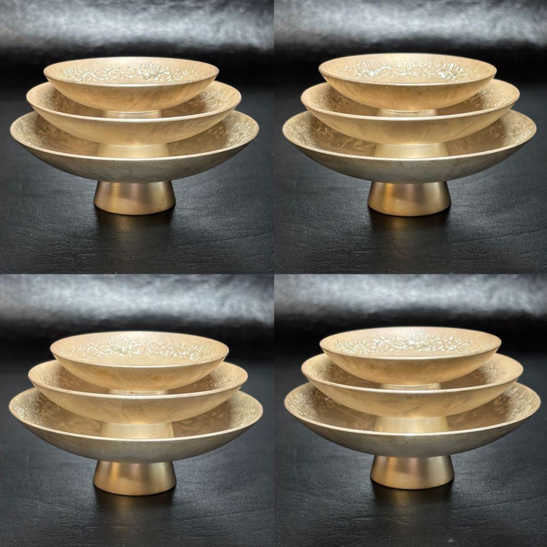 ☆金属工芸 純銀 盃3個セット！約315g！純銀刻印！箱付！☆