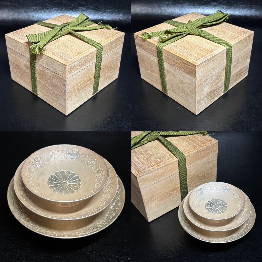 ☆金属工芸 純銀 盃3個セット！約315g！純銀刻印！箱付！☆