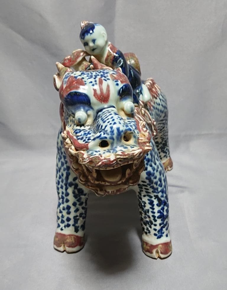 コレクター収集品　清時代　青花釉里紅麒麟送子