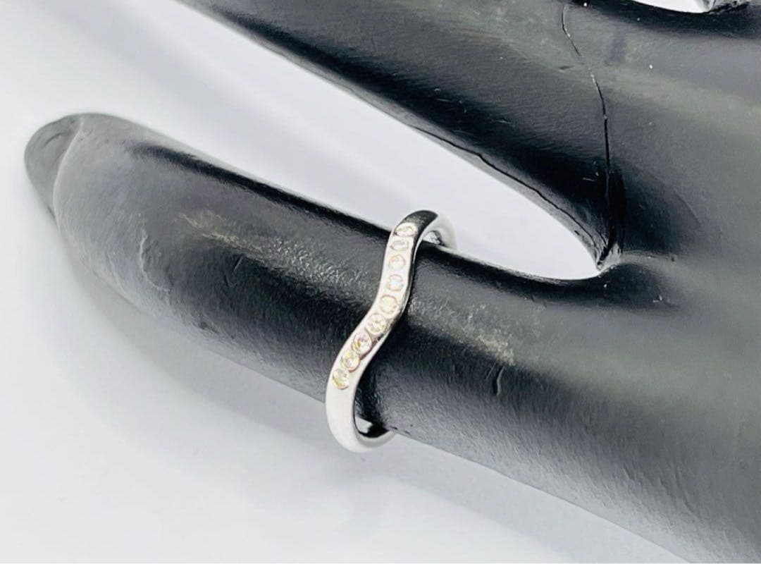 c664 ティファニー　カーブド　バンド　ダイヤ　9P プラチナ　リング　約5号