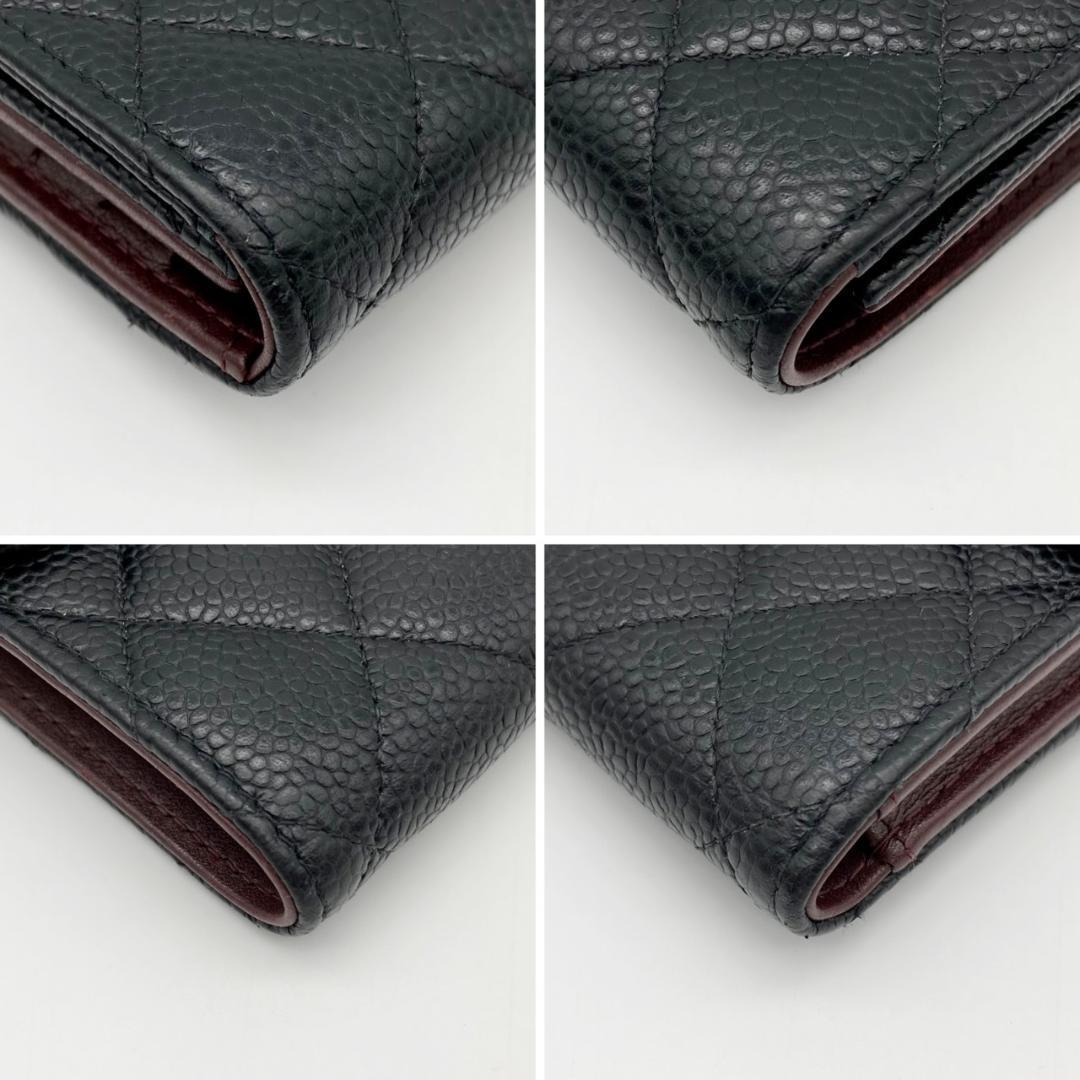 シャネル　クラシック　マトラッセ　三つ折り財布　キャビアスキン　670