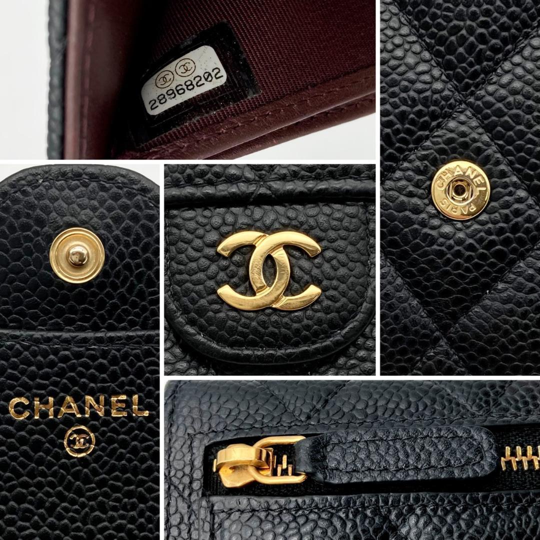 シャネル　クラシック　マトラッセ　三つ折り財布　キャビアスキン　670