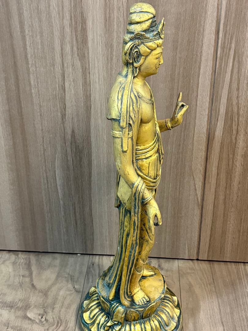 聖観音菩薩像 北村西望作 仏像 真鍮製 重約2900克