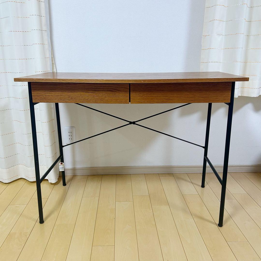 nikoand… ニコアンド デスク 机 ブラウン 木目 引き出し　W100cm