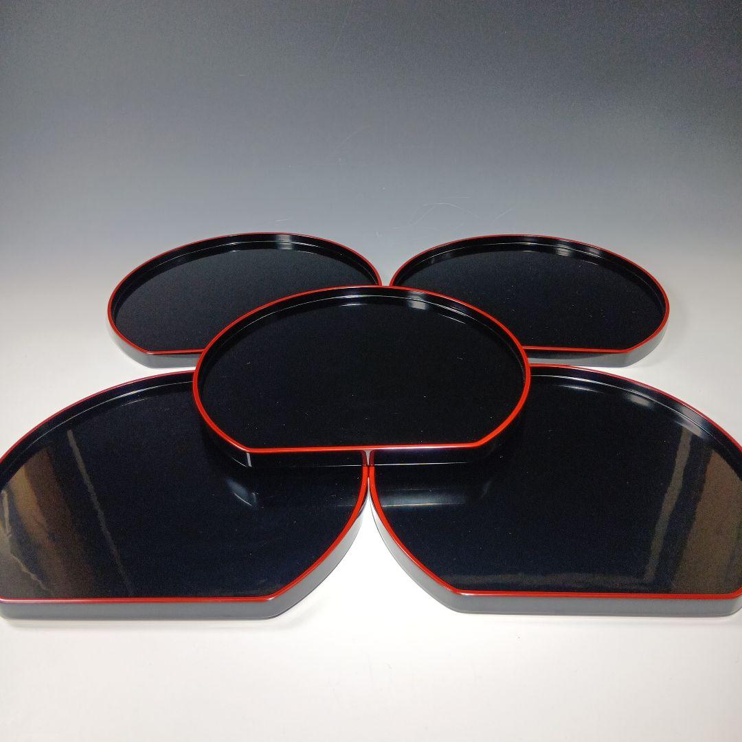 値下げ輪島塗　光栄堂　半月盆5枚　共箱