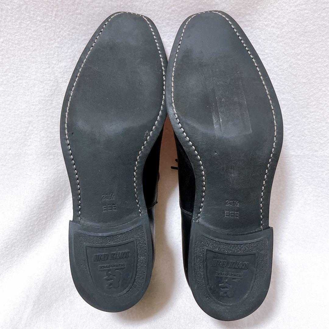 美品 スコッチグレイン 革靴 黒23.5 内羽根 ストレートチップ 黒 0106