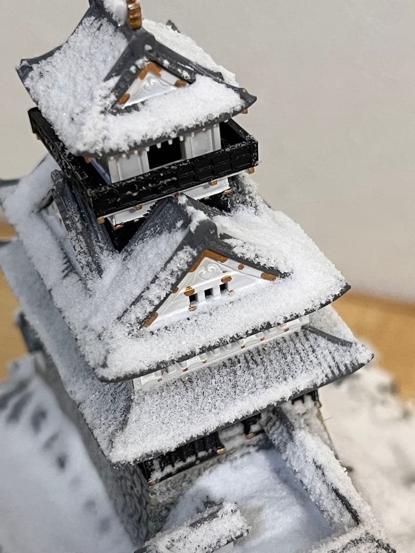 岐阜城　模型 プラモデル　組立済　完成品（雪　冬仕様）