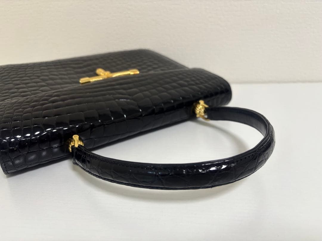 超美品 LONGINES ロンジン クロコダイル ブラック ハンドバッグ