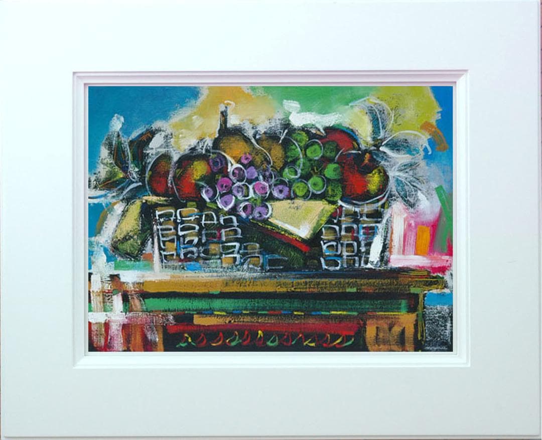 油絵 菅家令子 絵 絵画 インテリア 額付(黒) uF6-120109 静物果物