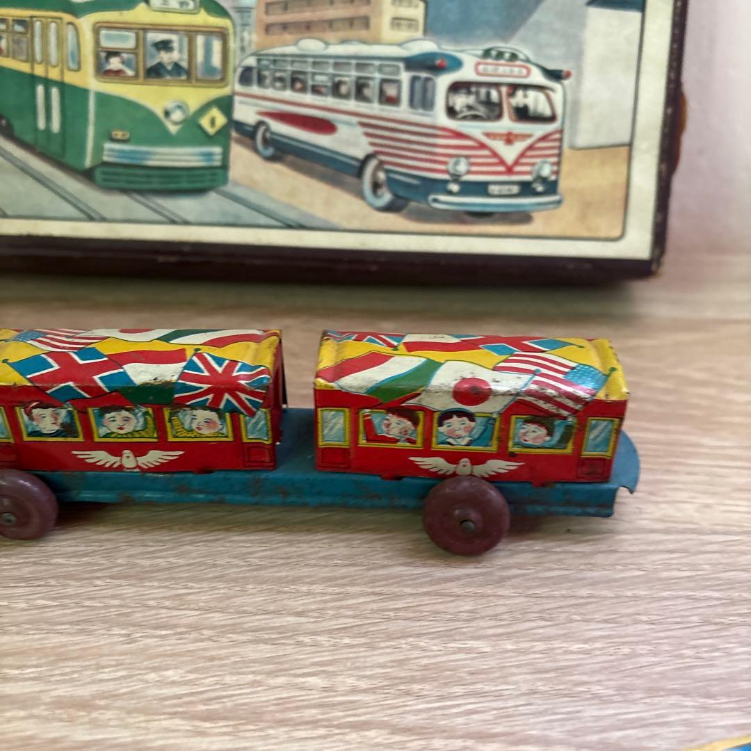 ブリキ ロータリー電車 蒸気機関車 2点 昭和レトロ アンティーク 日本製