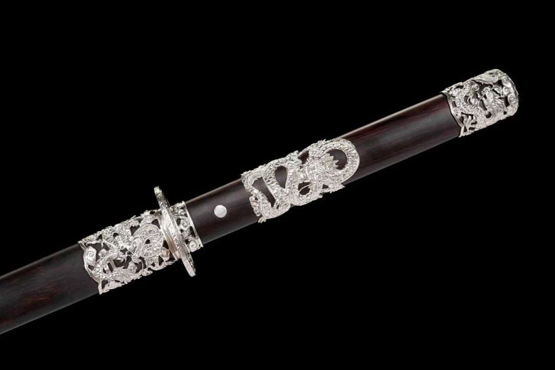 【白銅竜紋】古兵器 武具 刀装具 日本刀　模造刀 居合刀 武士道 鑑賞用 美術刀