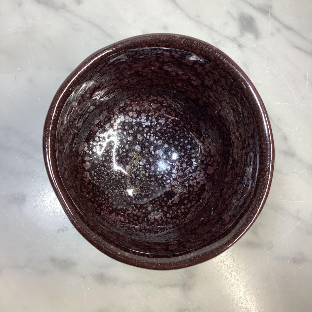 茶道具　笹川焼　油滴天目茶碗　筒茶碗　折谷隆一作