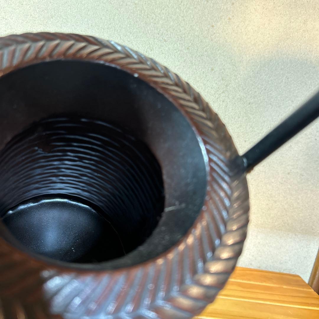 高岡鋳物　網代花器　瑞峰作　鋳金製　　　　華道・池坊　長期保管品