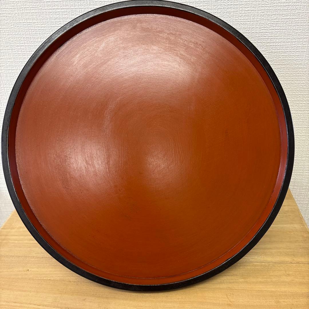 漆工房　大島　天然木　うるし塗　高脚卓盆 ③