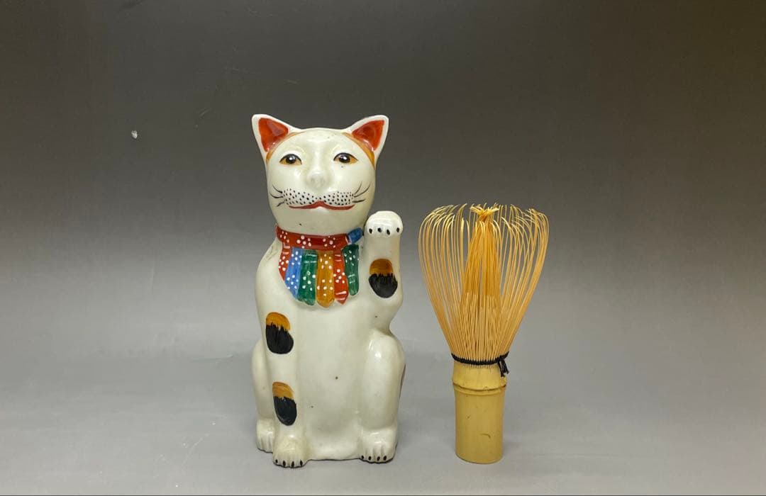古伊万里 招き猫 商売繁盛 幸福 置物 y310