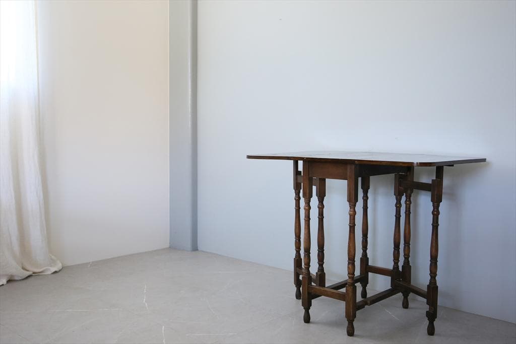 英国アンティーク木製ゲートレッグテーブル/ダイニング机バタフライ(89-251)