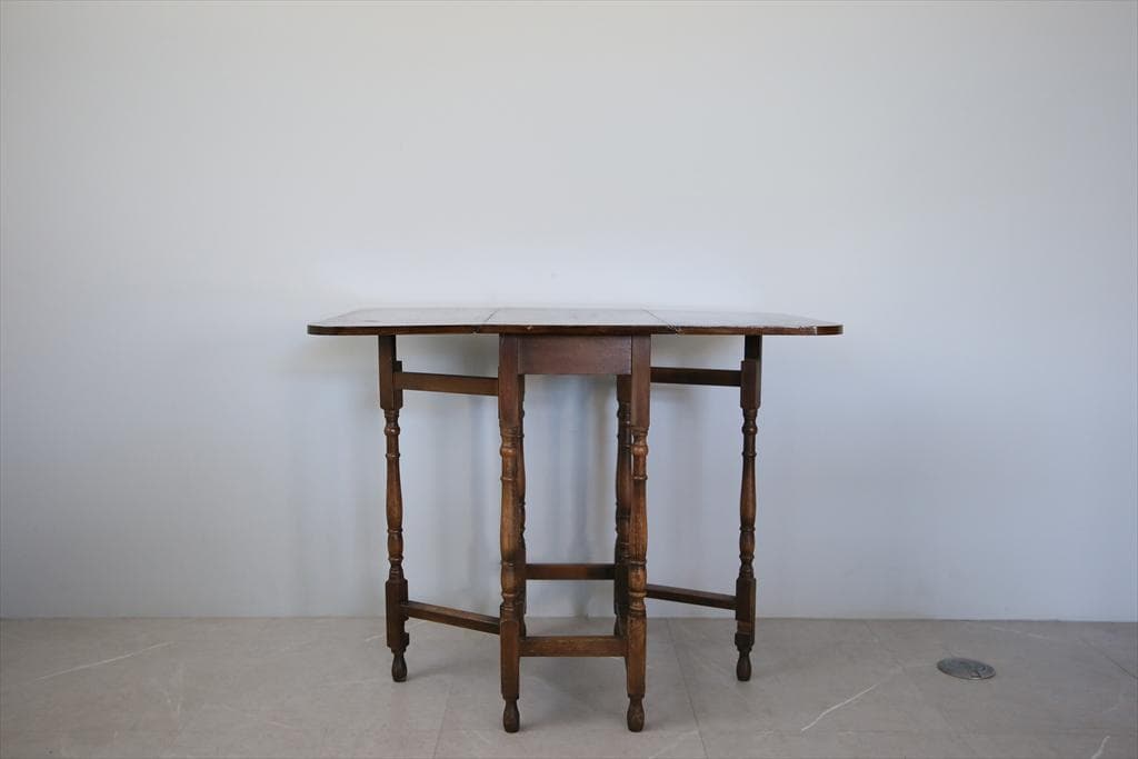 英国アンティーク木製ゲートレッグテーブル/ダイニング机バタフライ(89-251)