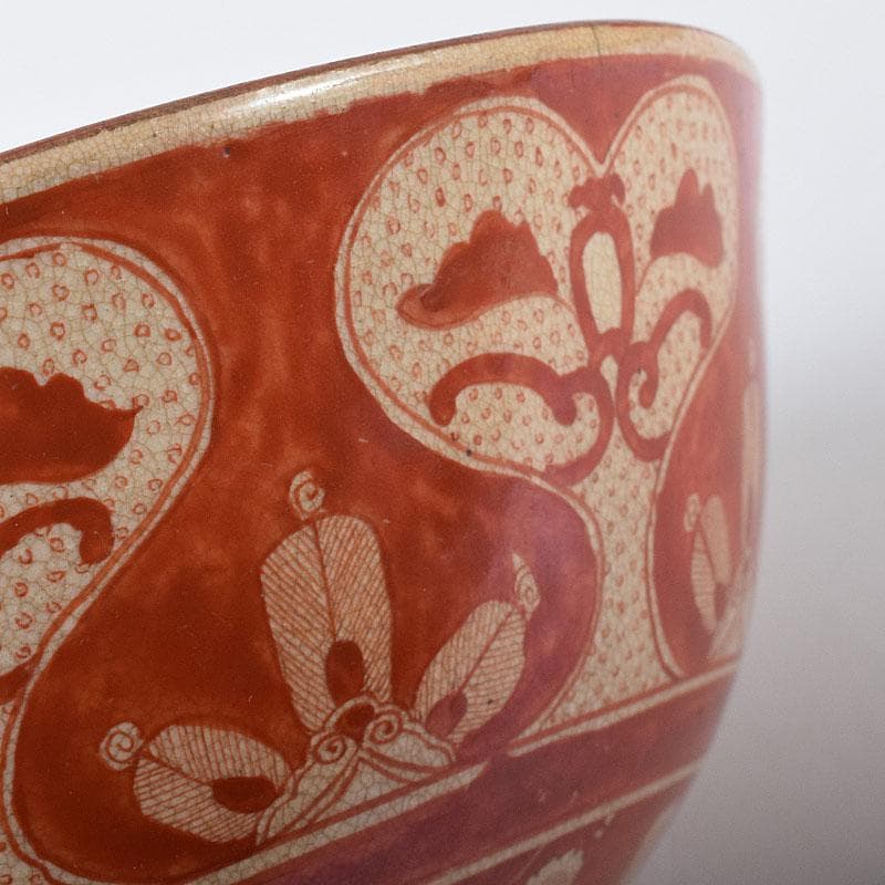 九谷焼 古九谷 八郎手 赤絵 神獣文 鉢 時代箱 M R8749