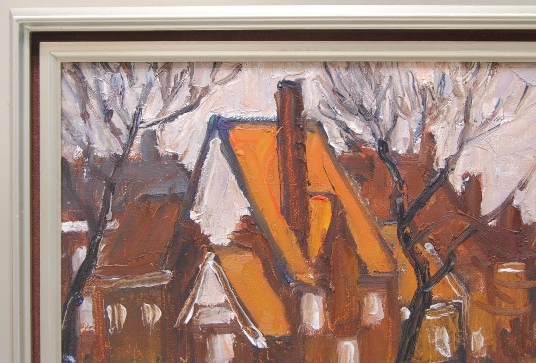 山田新一 アムステルダム の街はづれ オランダ 油彩画 風景画 師: 藤島武