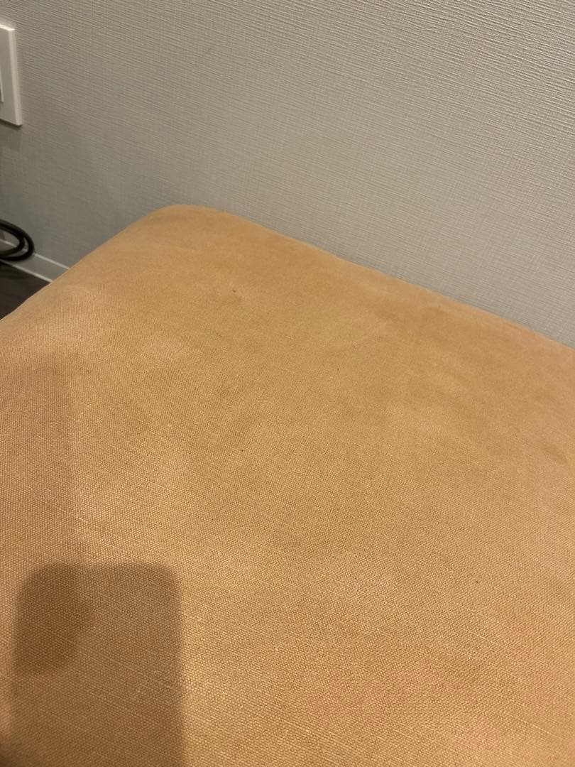 ベージュ ファブリック オットマン 木製脚