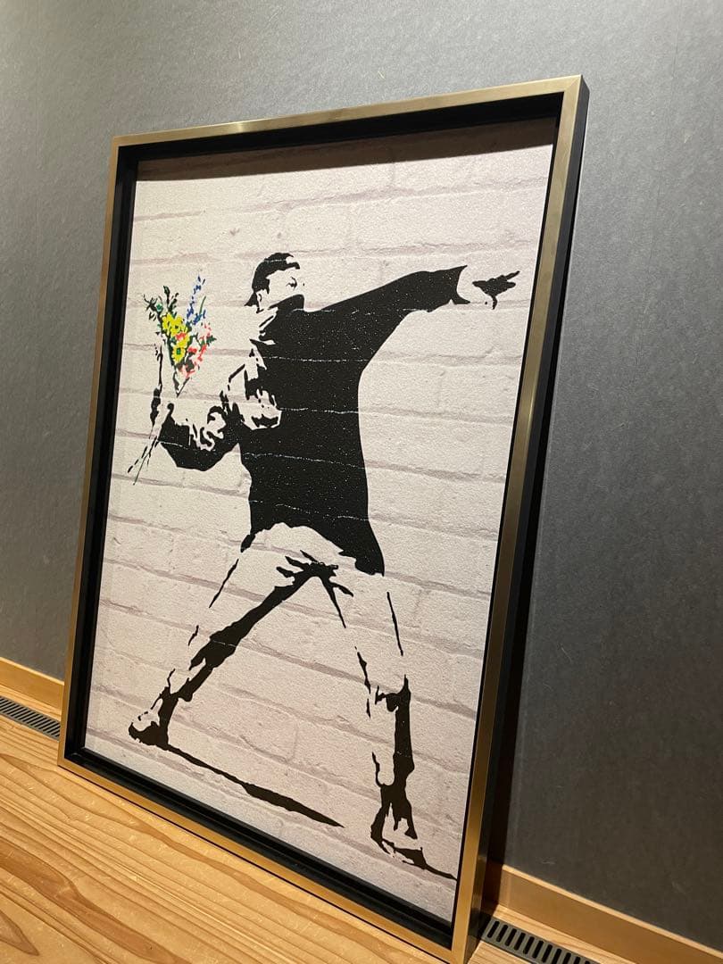バンクシー　 花束を投げる男 絵画　アート