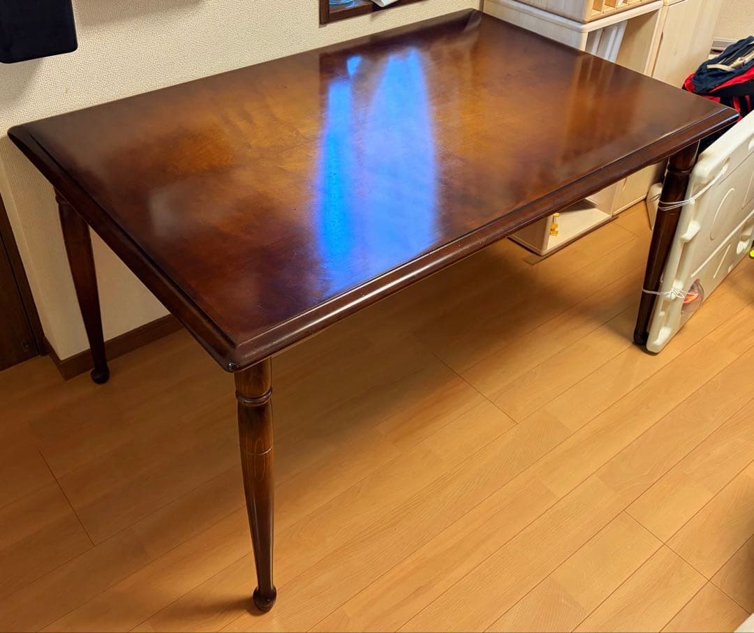 猫脚　キツツキ飛騨産業　ダイニングテーブル　天然木カバ単板