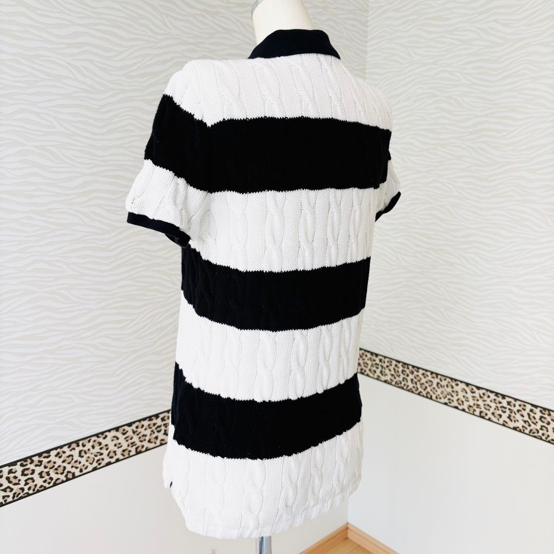 現行タグ　ポロバイラルフローレン 半袖ケーブルニット　ボーダー　ニットポロシャツ