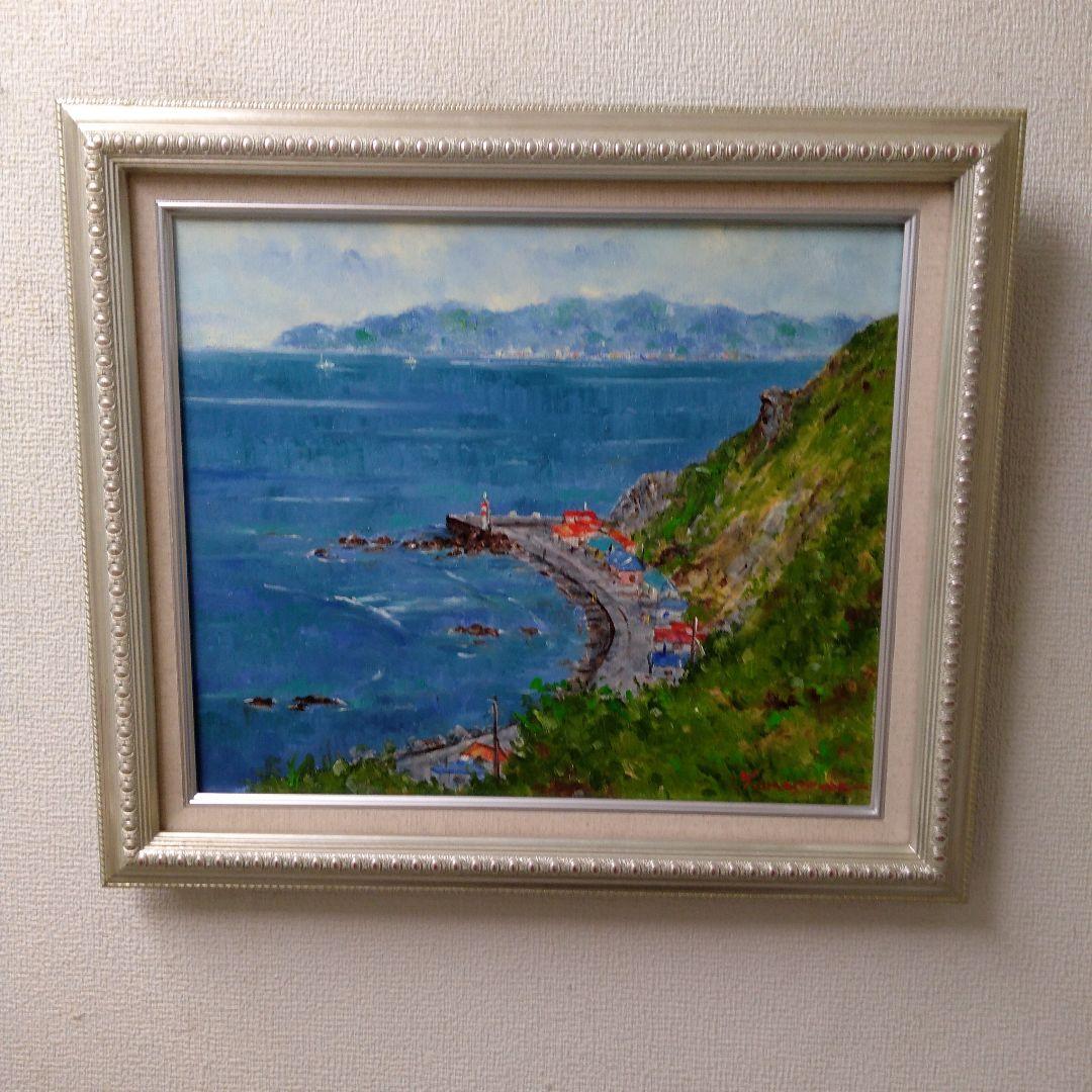 肉質油絵　横　F8 竜飛風景　梅沢民雄　額装仕上げ品