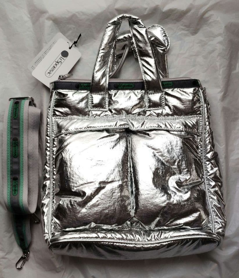 メタリックシルバーショルダーバッグ