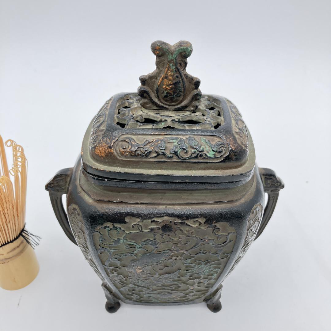 獣耳唐草 香炉 透かし火屋 銅製 青銅 四つ脚香炉 - メルカリ