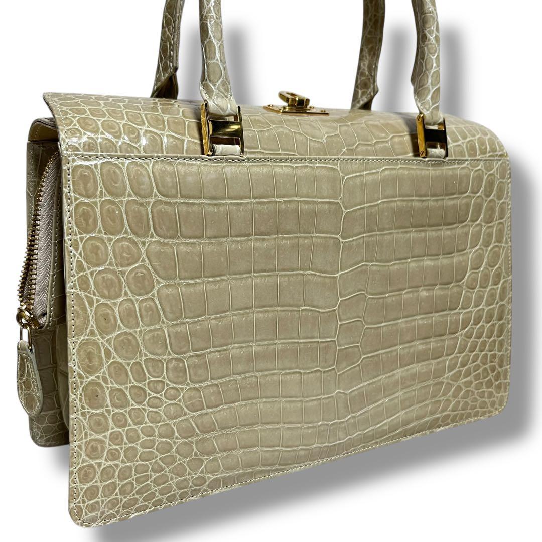 シャイニング クロコダイル フォーマル ハンドバッグ