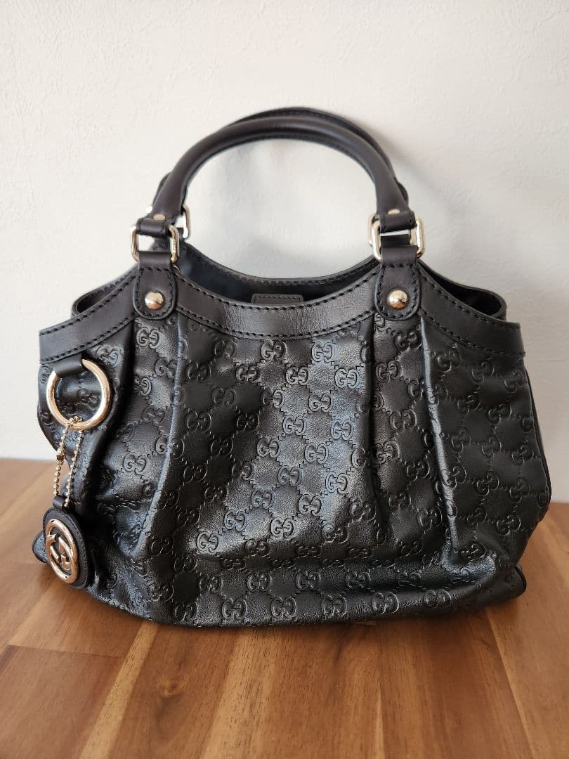 【未使用品】GUCCI グッチ シマ ハンドバッグ レザー CG柄 ブラック