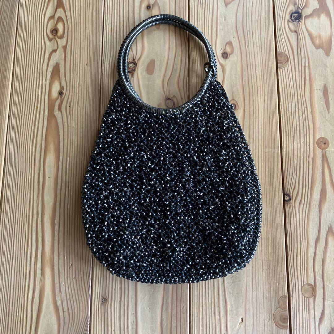超美品　アンテプリマ ワイヤーバッグ スタンダード/ラウンド 縦型/ブラック