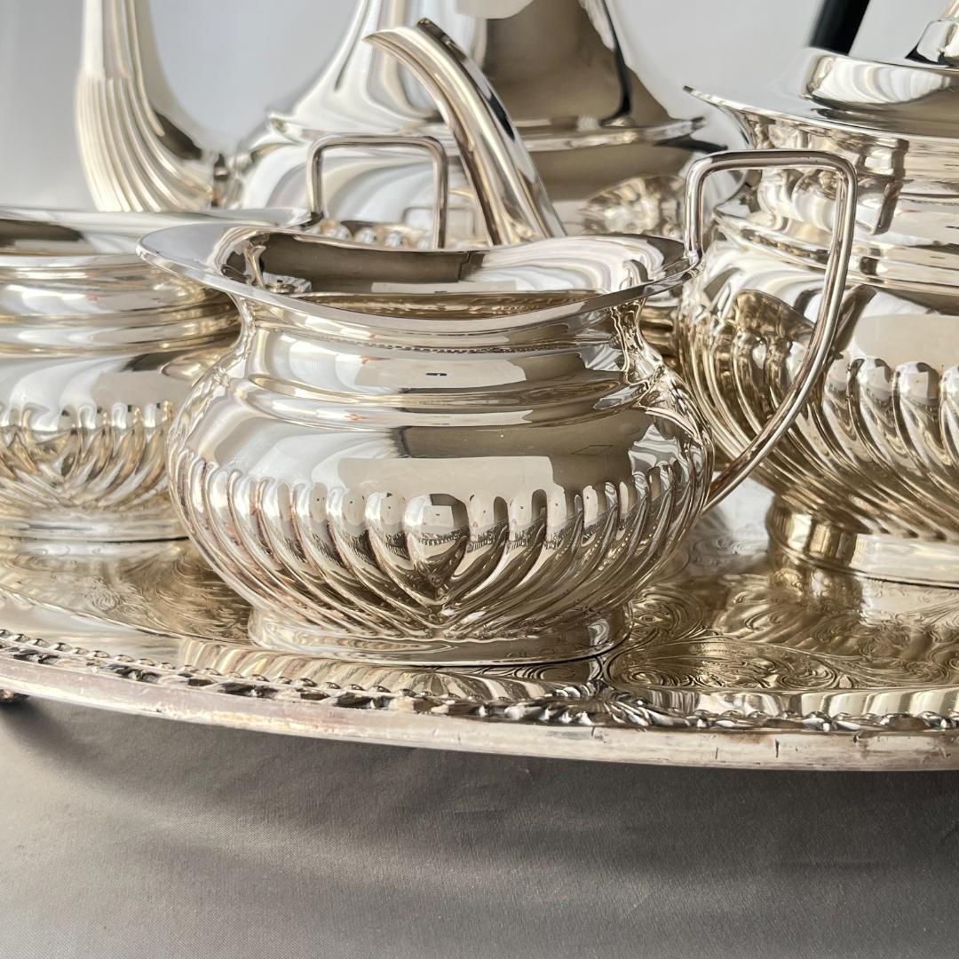 英国】 ハーフリブのティーサービス 4点 ティーポット コーヒーポット