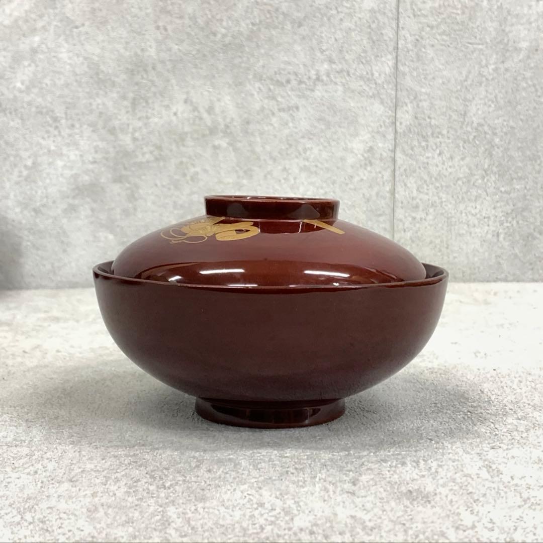 吸物椀 5客 絵変わり 塗り 溜絵 正月 賀正 金彩 汁椀 雑煮 A