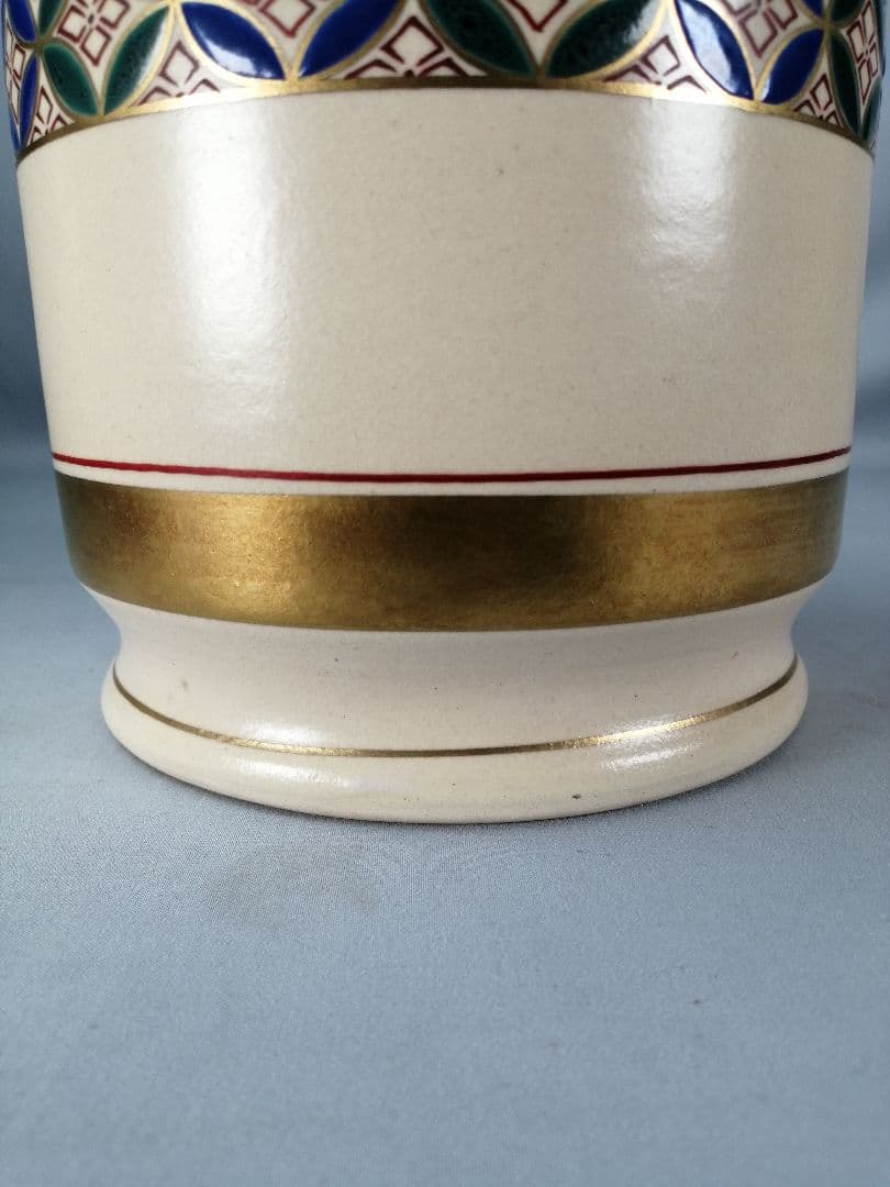 茶道具】高台寺窯陶楽造 仁清写華七宝紋皆具 水指