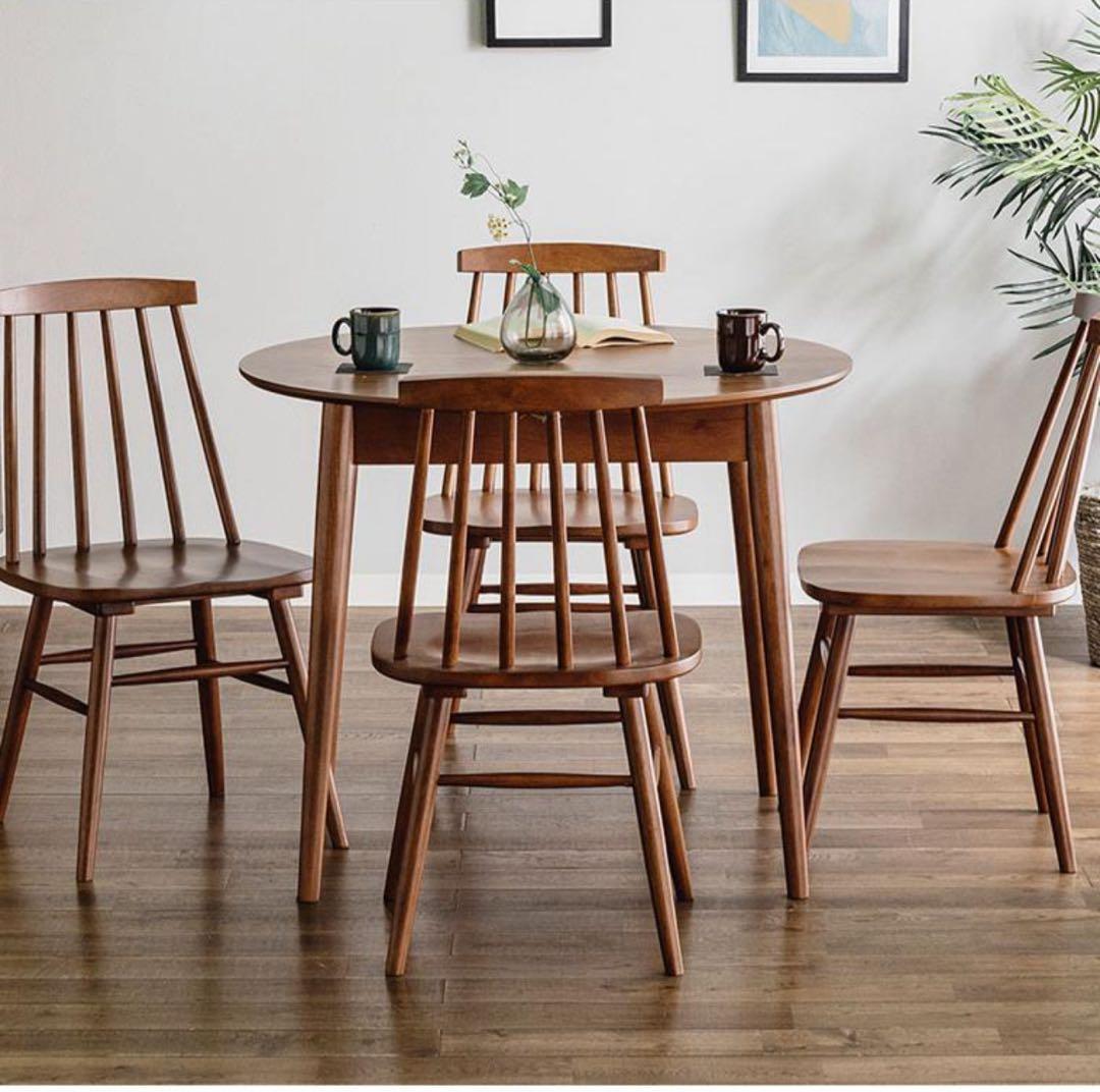 【新品】円形木製ダイニングテーブル幅90/120cm