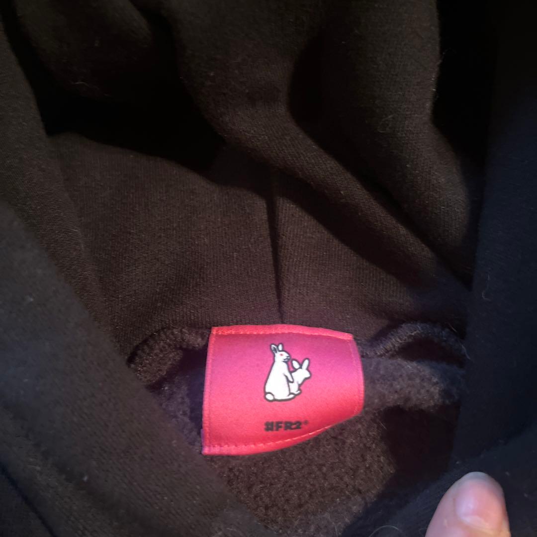 FR2 パーカー　M 美品　Caution 黒